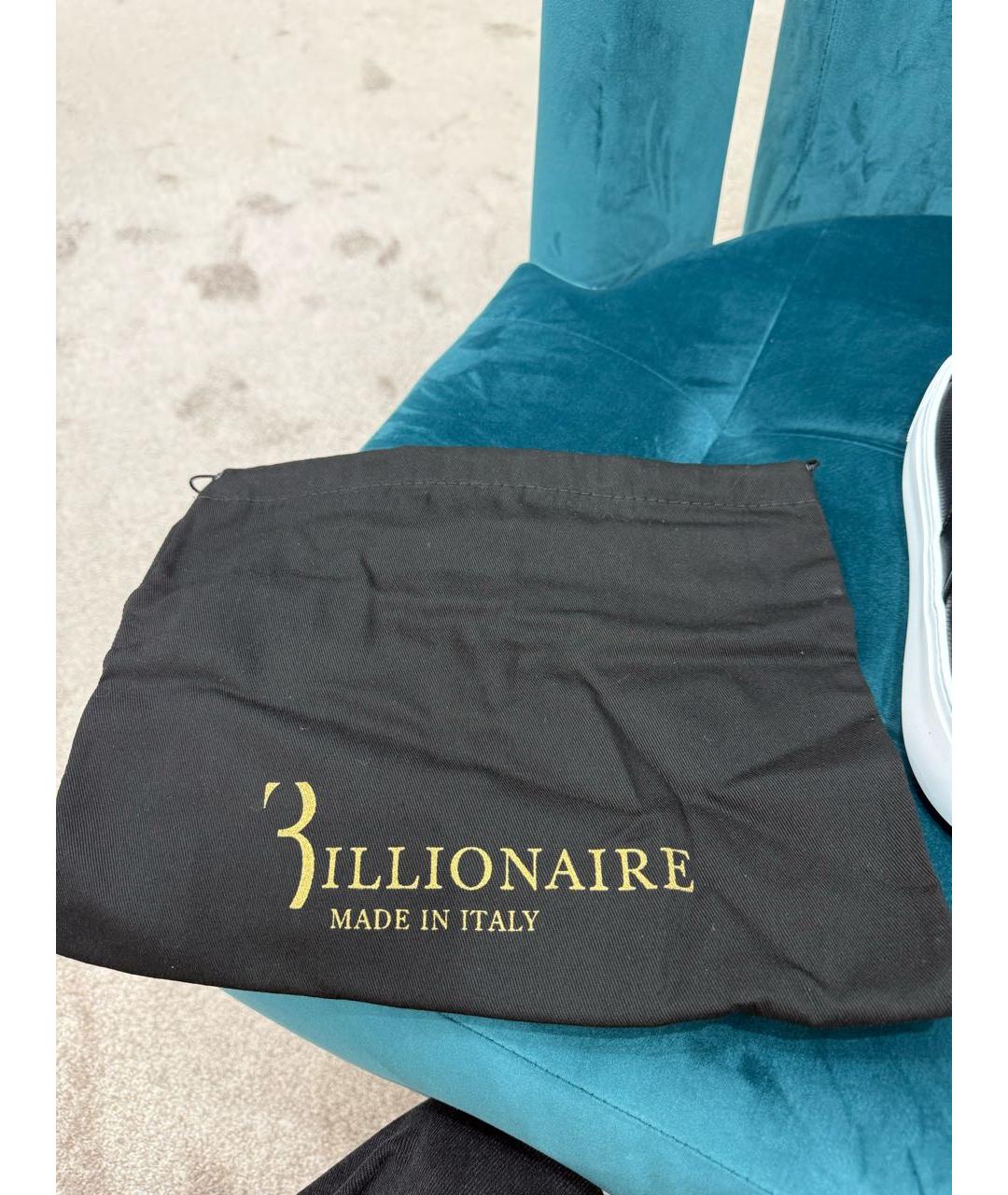 BILLIONAIRE Черные кожаные низкие кроссовки / кеды, фото 8
