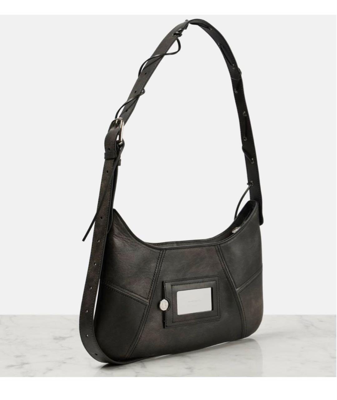 ACNE STUDIOS Черная кожаная сумка с короткими ручками, фото 2