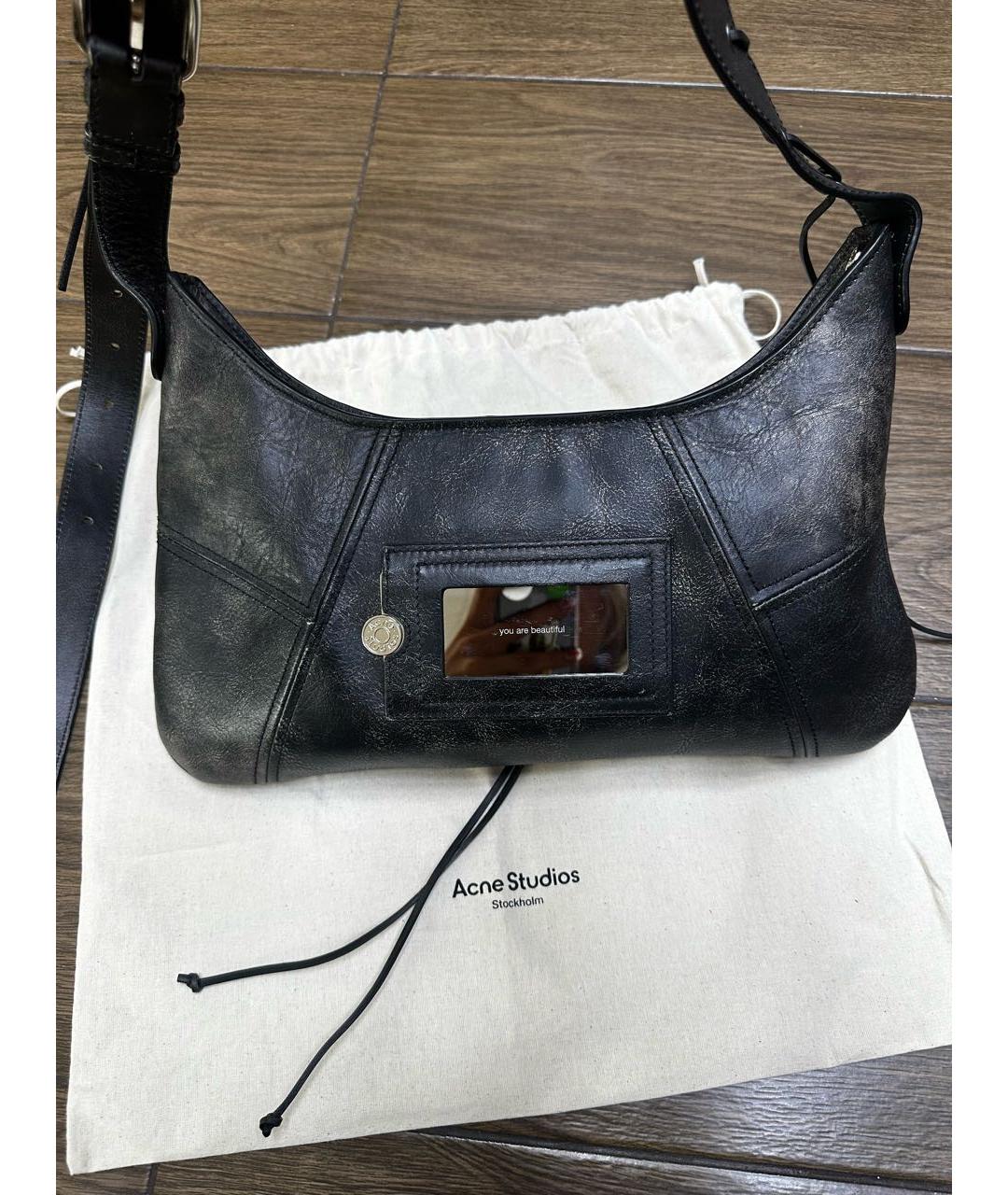 ACNE STUDIOS Черная кожаная сумка с короткими ручками, фото 7