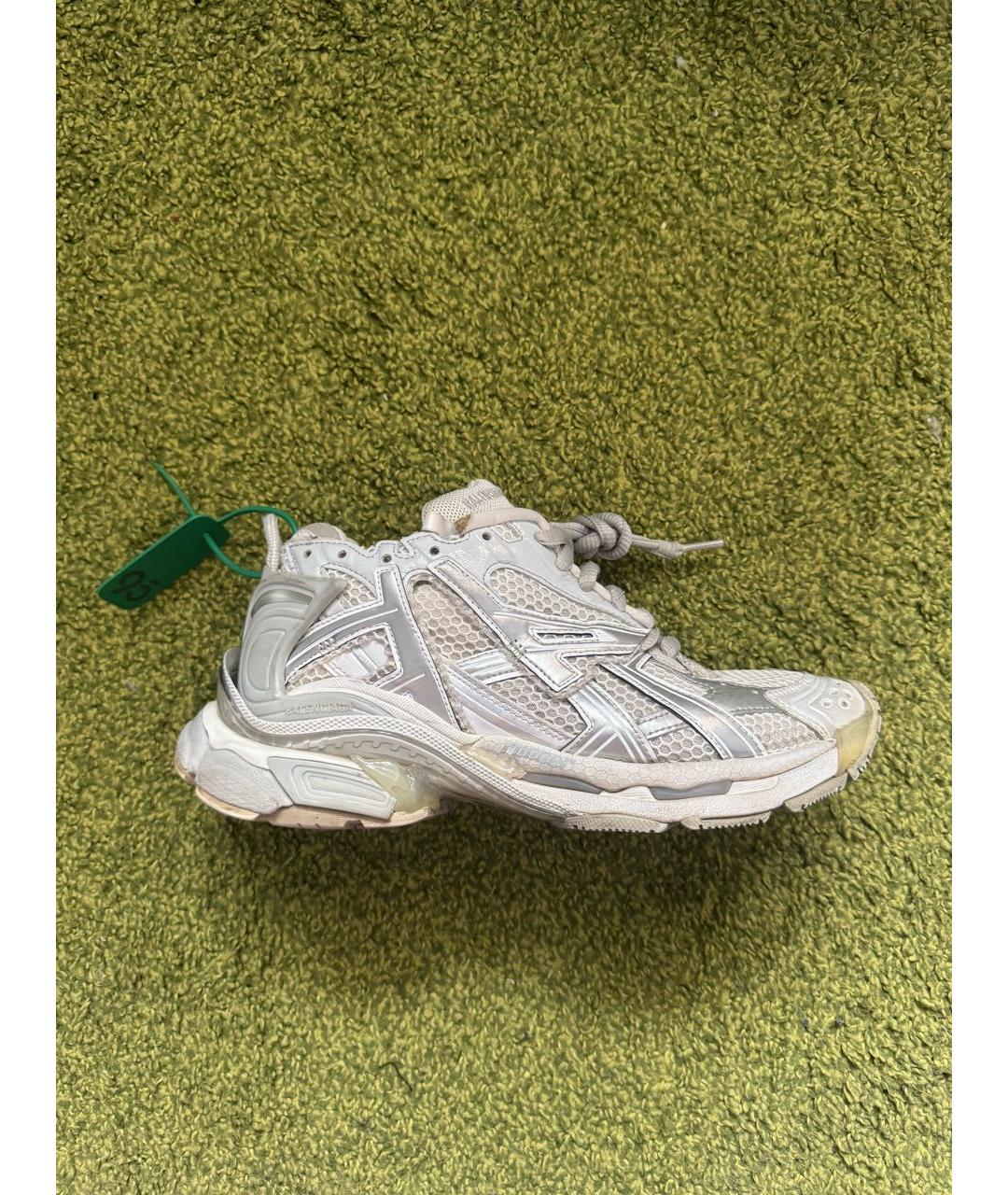 BALENCIAGA Серебряные текстильные кроссовки, фото 8