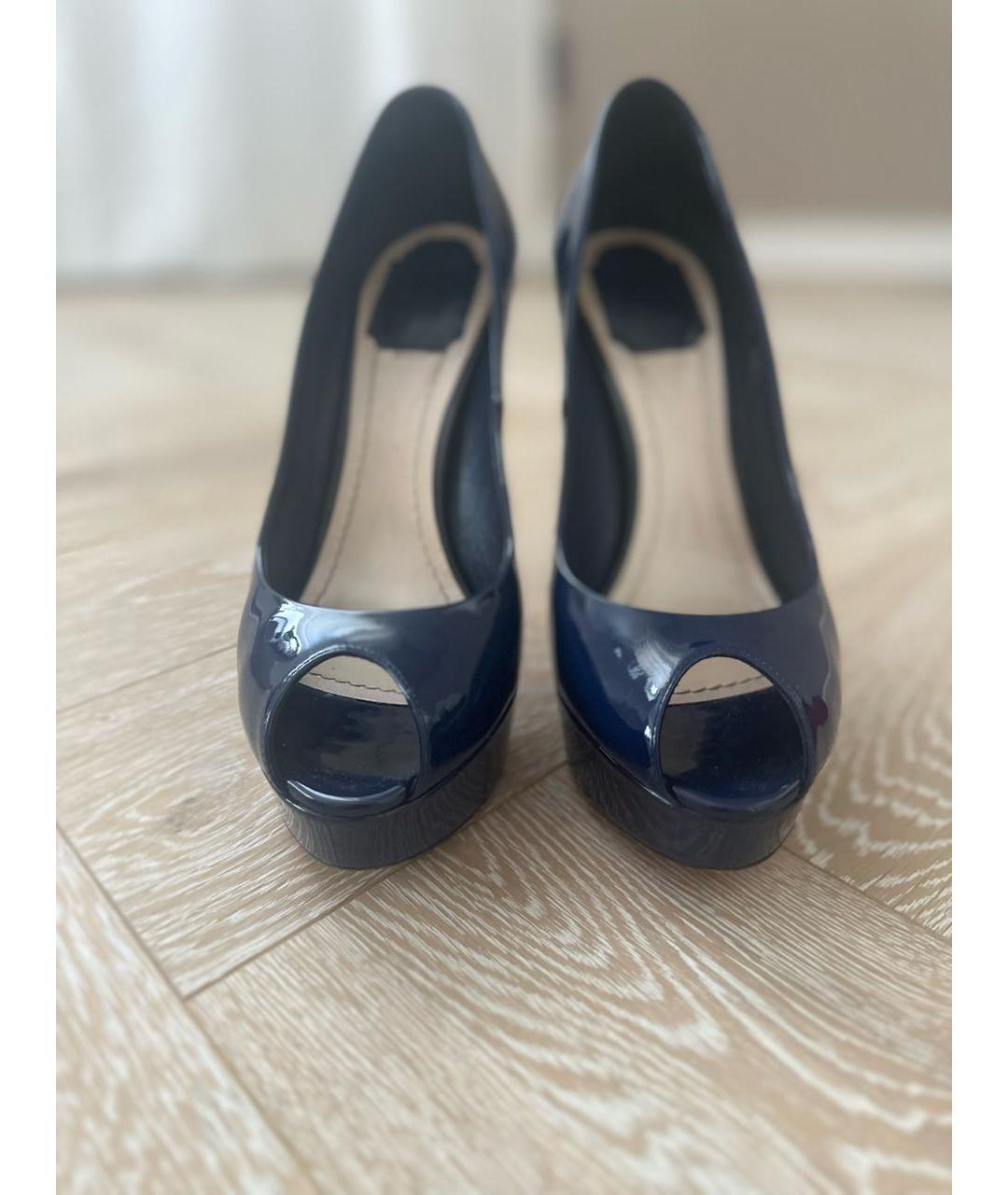 CHRISTIAN DIOR Синие туфли из лакированной кожи, фото 2