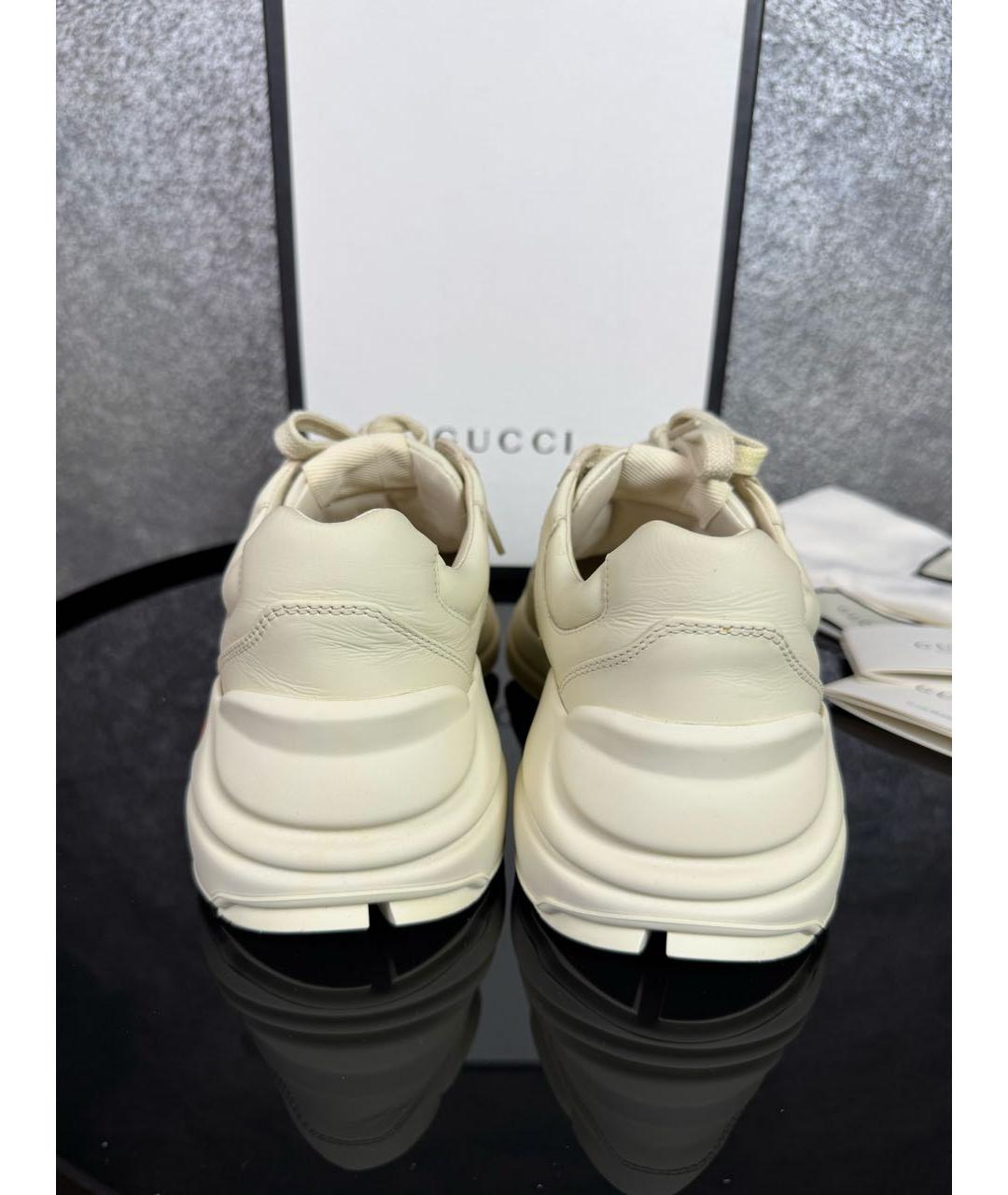 GUCCI Бежевые кожаные кроссовки, фото 4