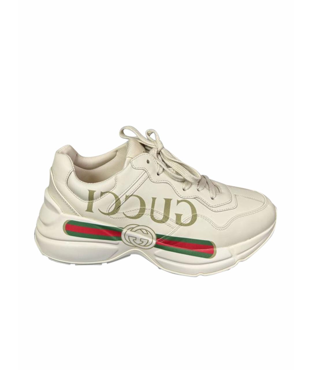 GUCCI Бежевые кожаные кроссовки, фото 1