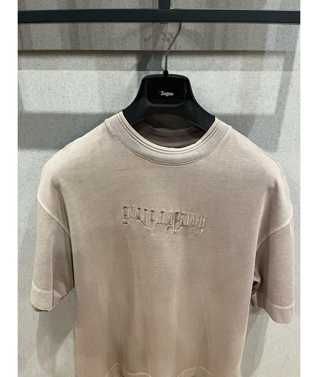 EMPORIO ARMANI Бежевая хлопковая футболка, фото 4
