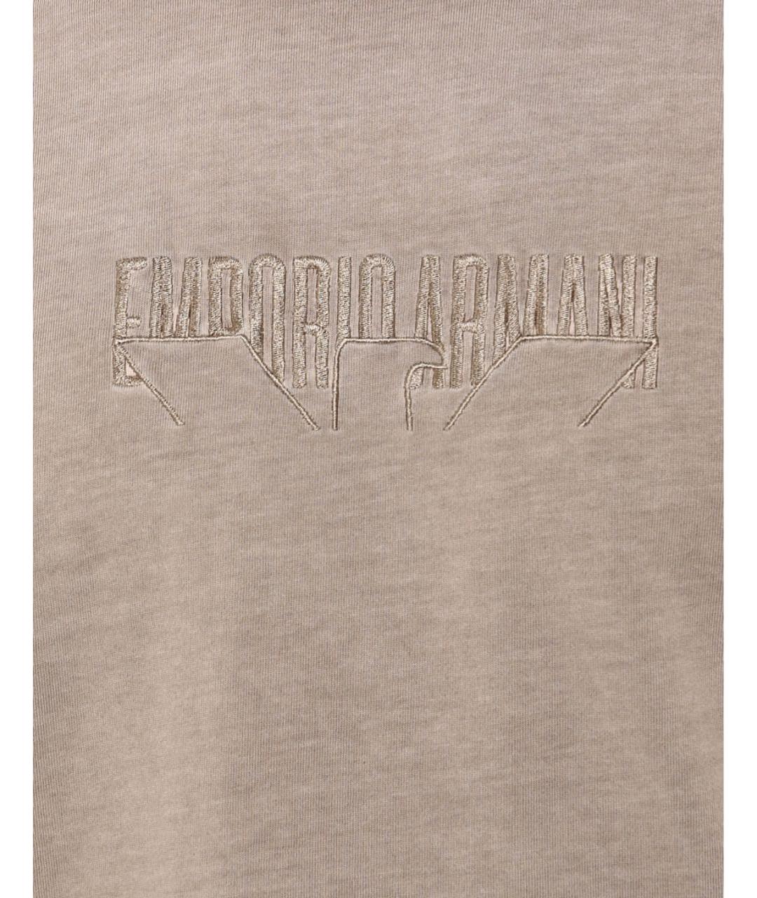 EMPORIO ARMANI Бежевая хлопковая футболка, фото 3