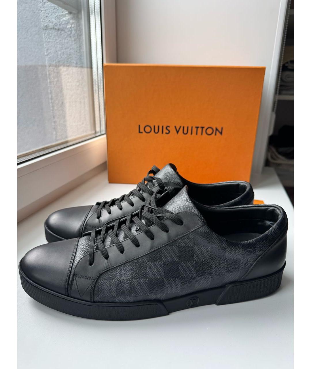 LOUIS VUITTON Черные кожаные низкие кроссовки / кеды, фото 9