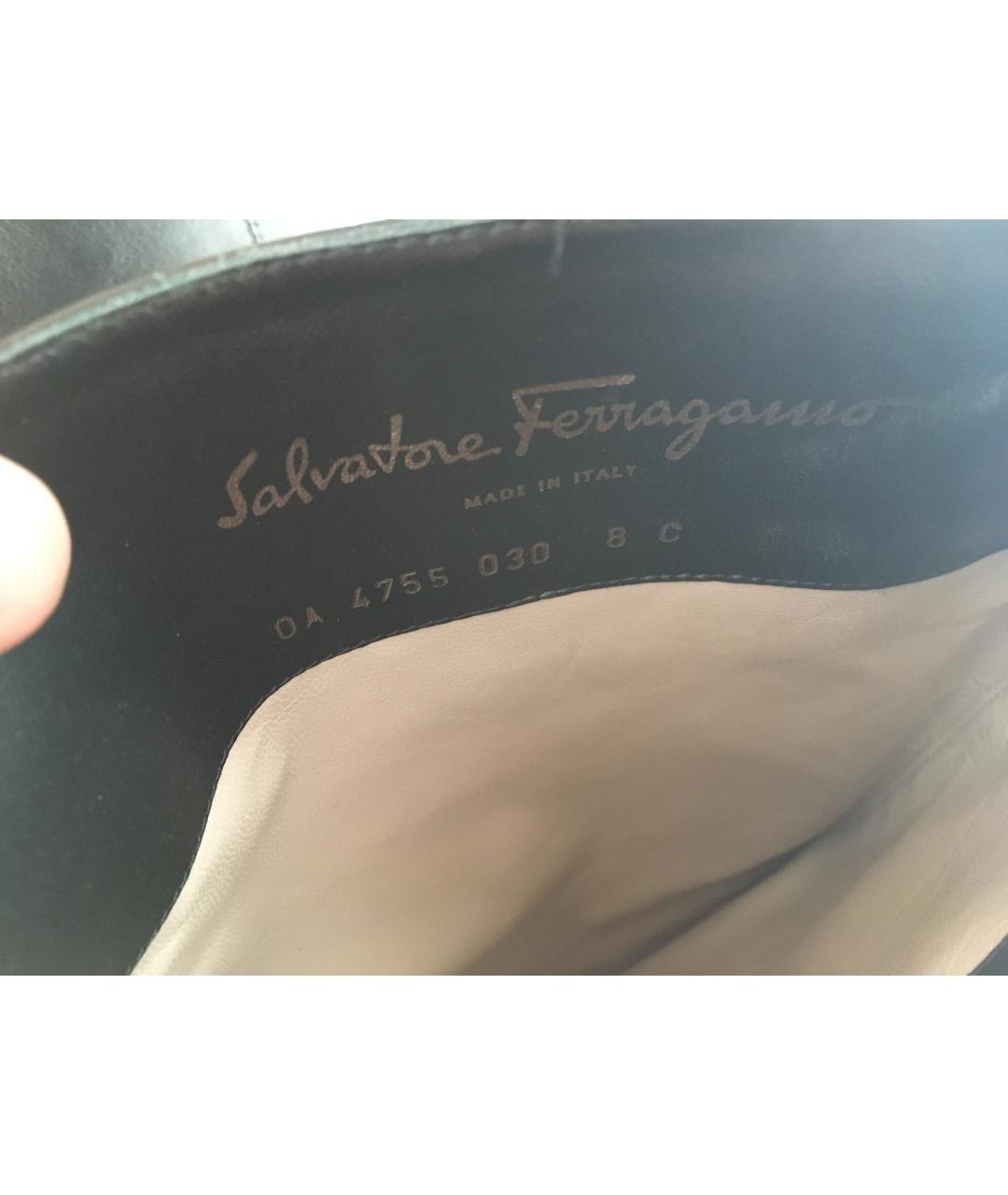 FERRAGAMO Черные кожаные сапоги, фото 9