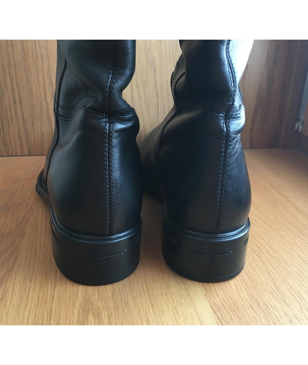 FERRAGAMO Черные кожаные сапоги, фото 5