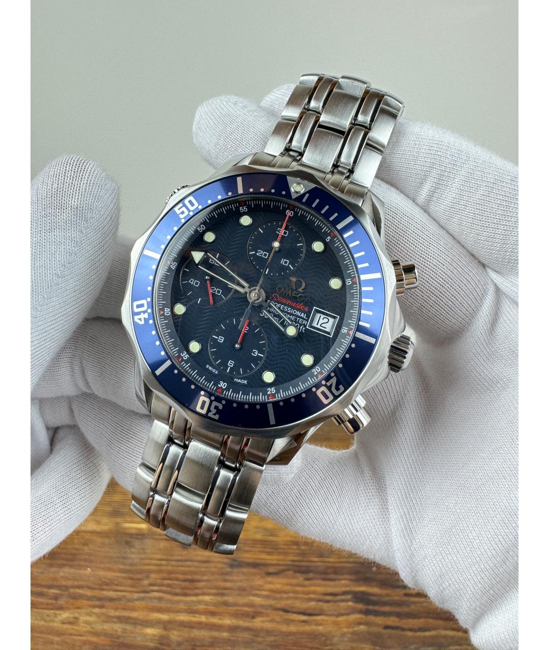 OMEGA Синие металлические часы, фото 2
