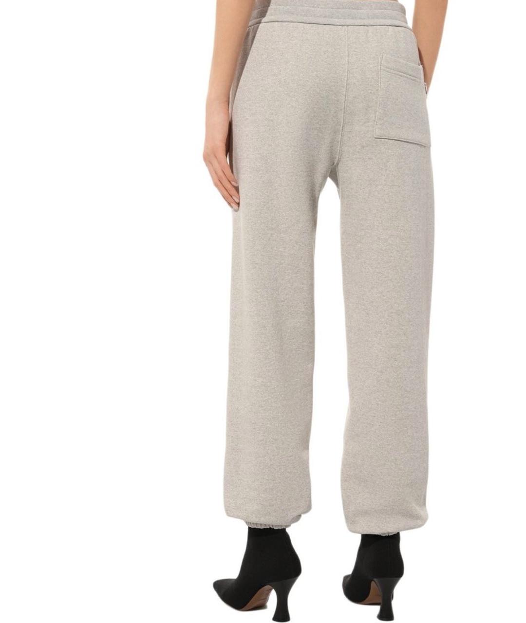JIL SANDER Серые хлопковые прямые брюки, фото 3