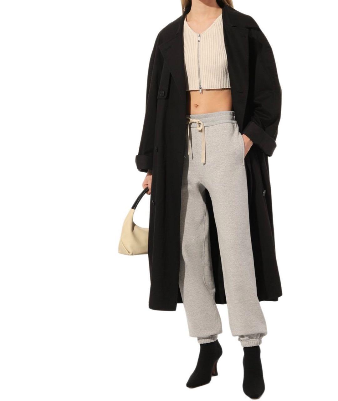 JIL SANDER Серые хлопковые прямые брюки, фото 4