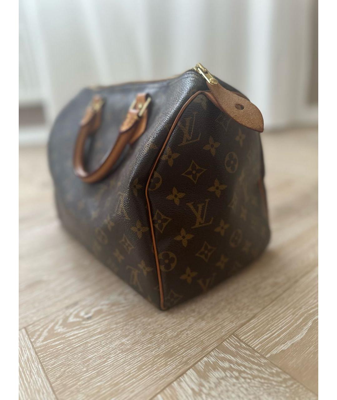 LOUIS VUITTON Коричневая кожаная сумка с короткими ручками, фото 2