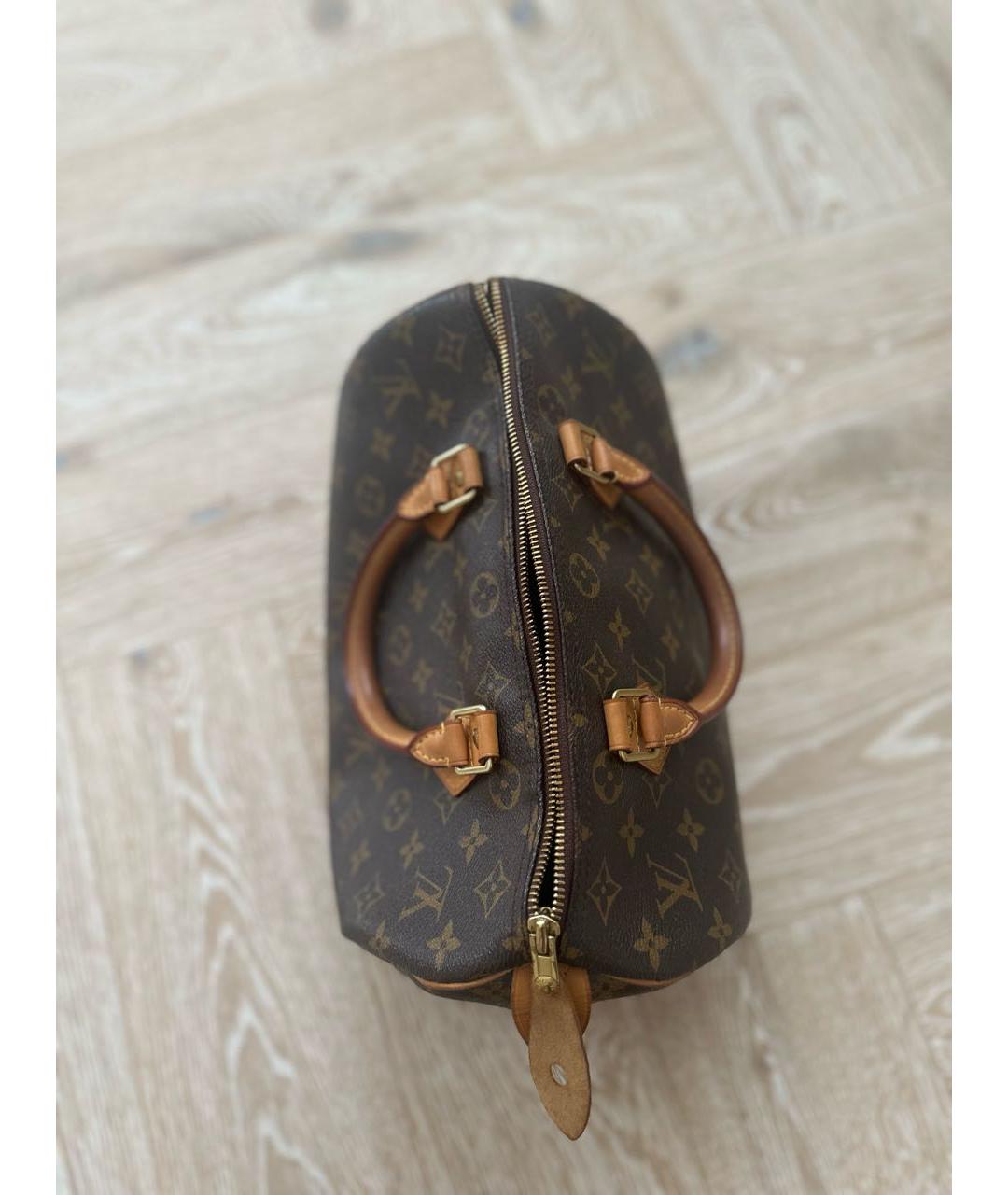 LOUIS VUITTON Коричневая кожаная сумка с короткими ручками, фото 4