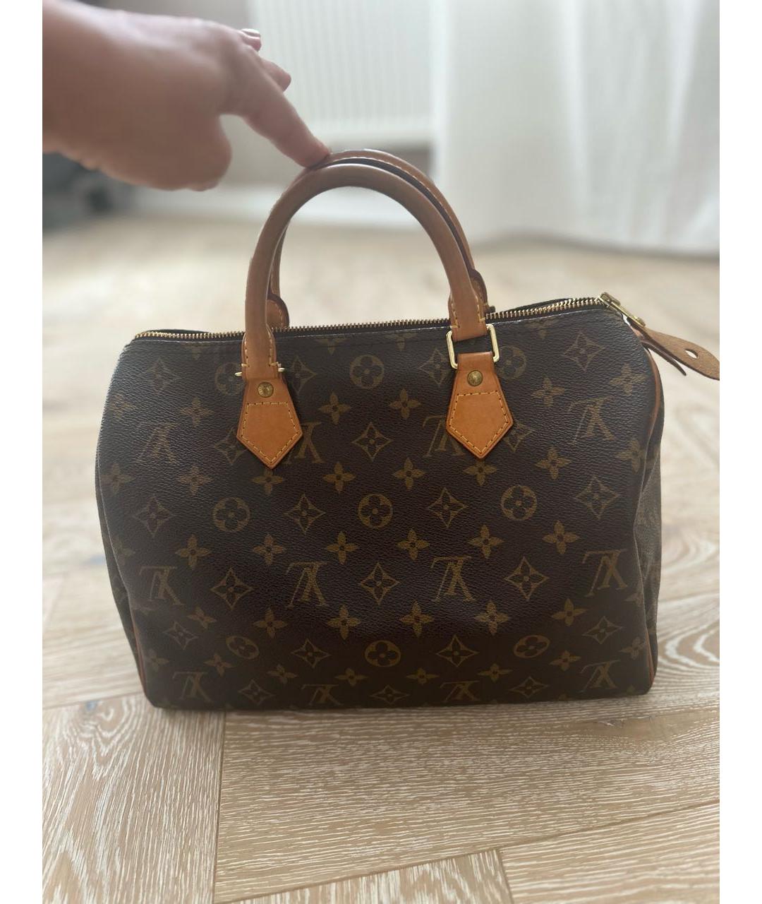 LOUIS VUITTON Коричневая кожаная сумка с короткими ручками, фото 6