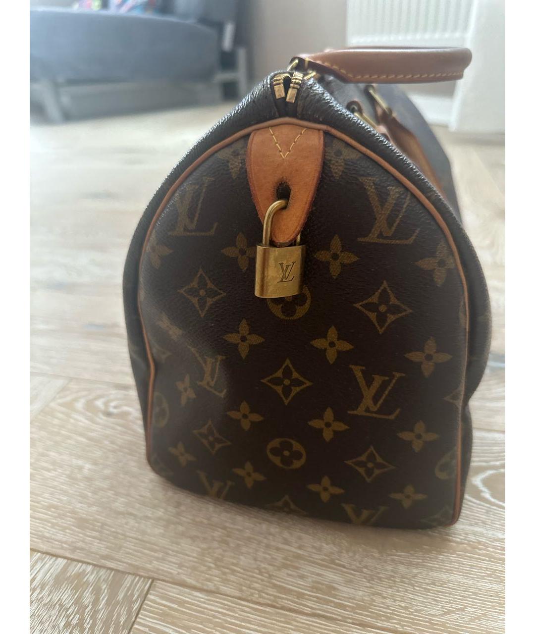 LOUIS VUITTON Коричневая кожаная сумка с короткими ручками, фото 3