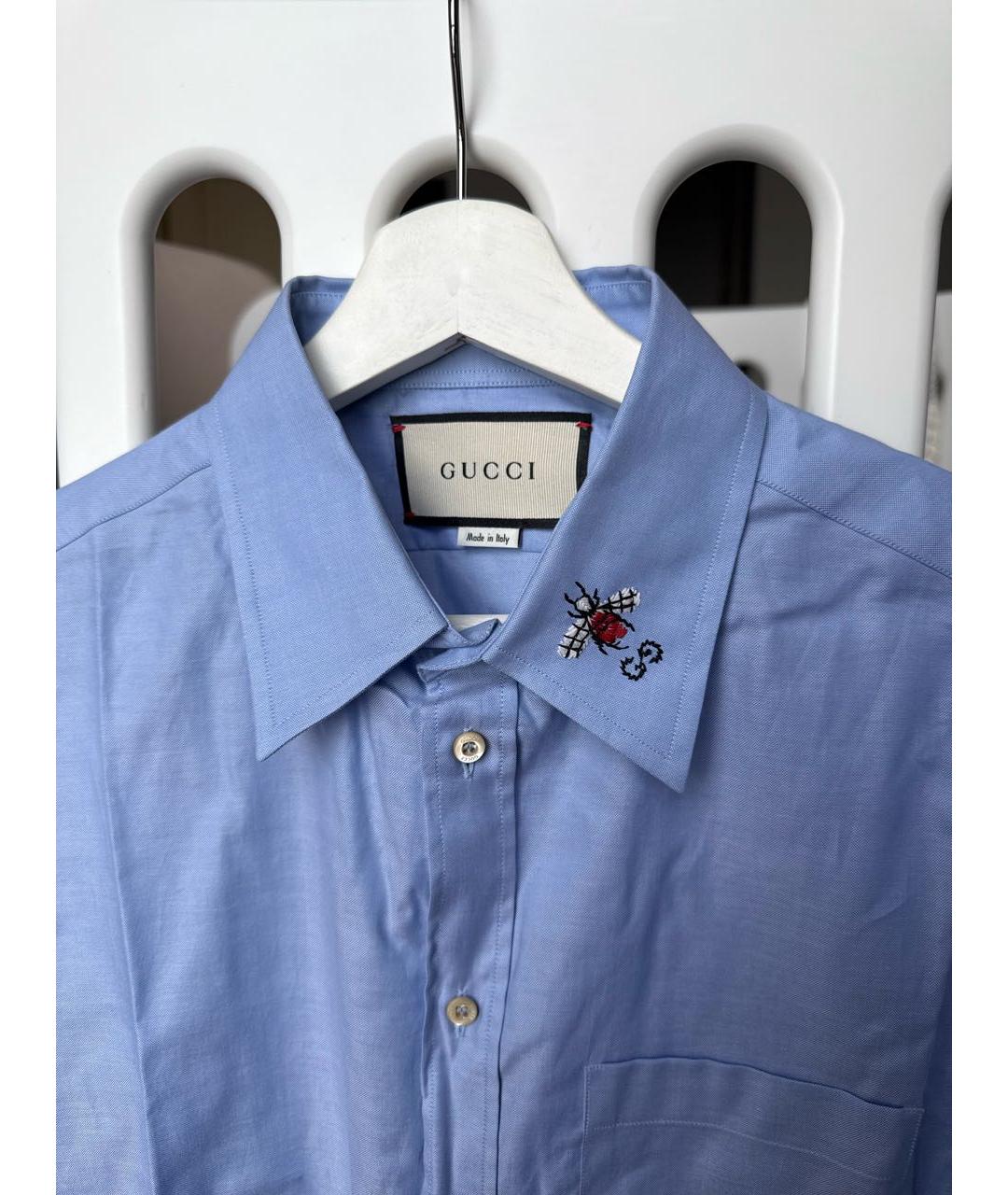 GUCCI Голубая хлопковая кэжуал рубашка, фото 3