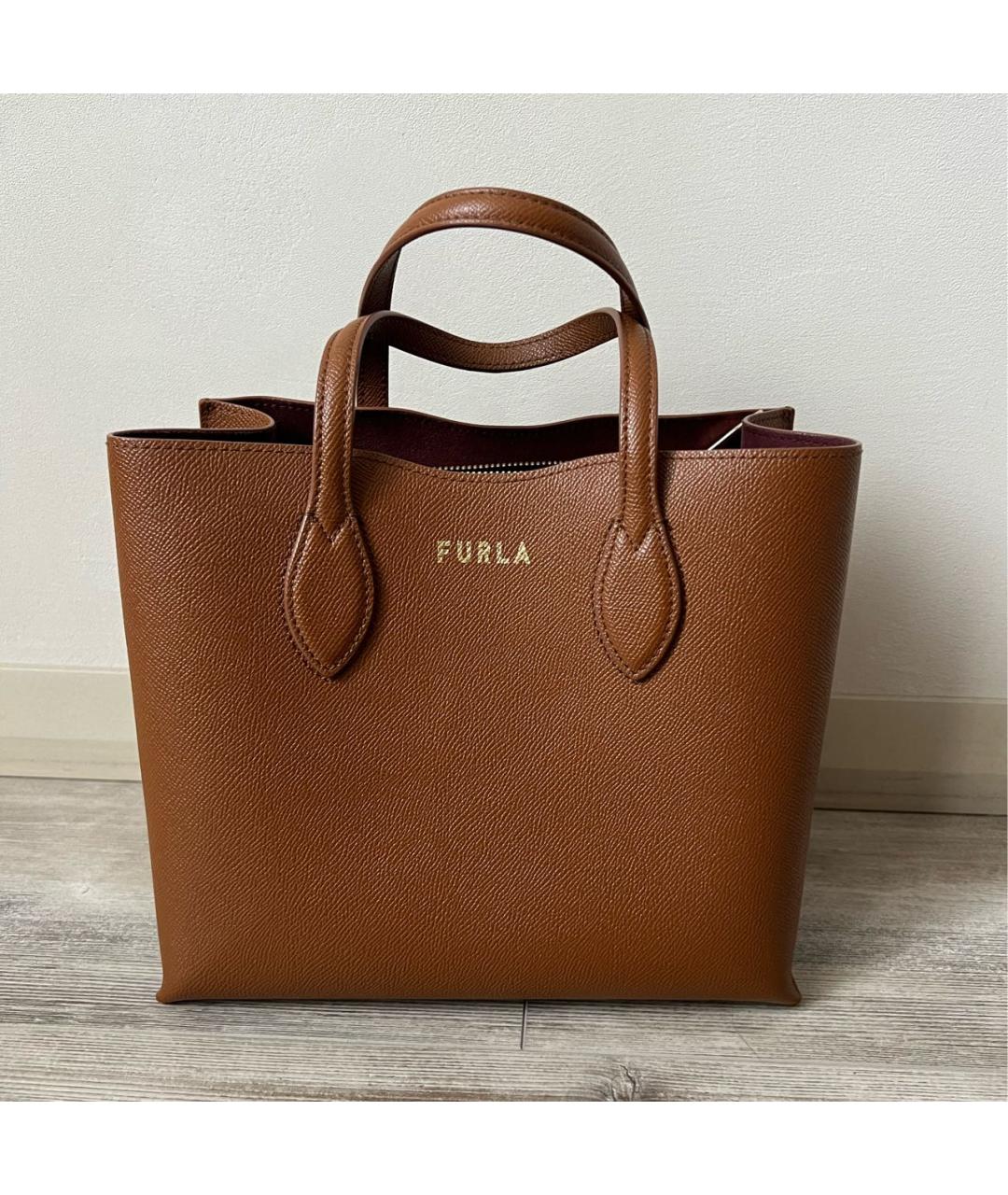 FURLA Коричневая кожаная сумка тоут, фото 8