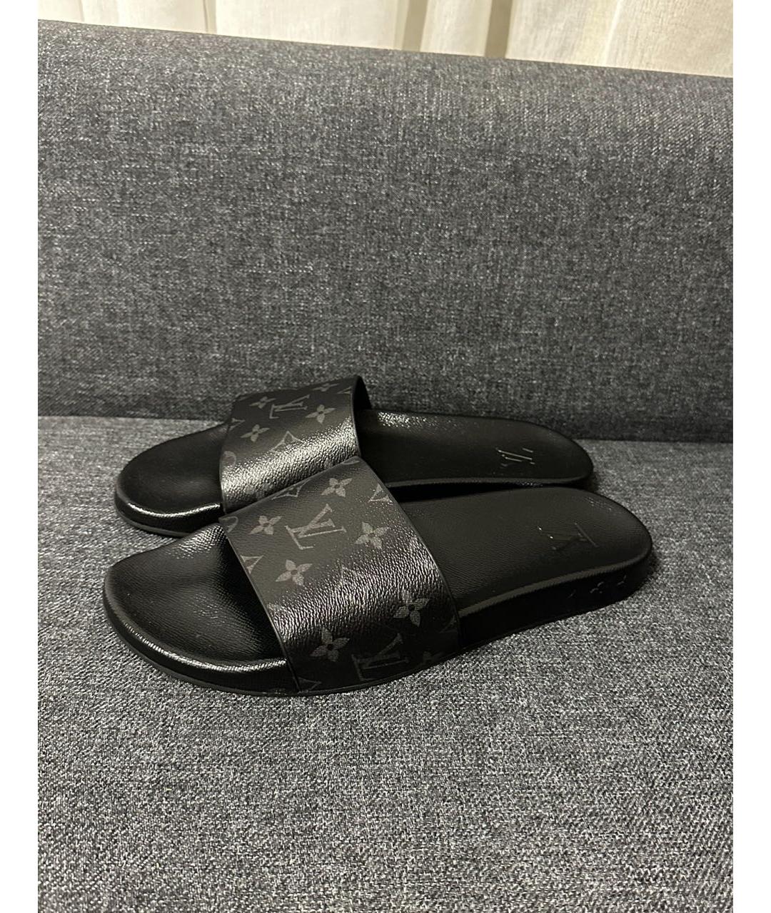 LOUIS VUITTON Антрацитовые шлепанцы, фото 6