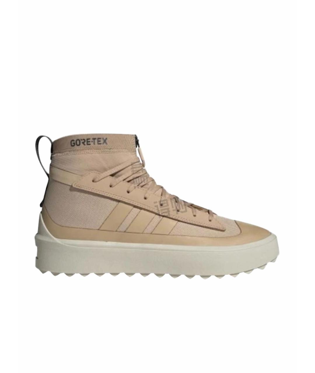 ADIDAS Бежевые кожаные высокие кроссовки / кеды, фото 1