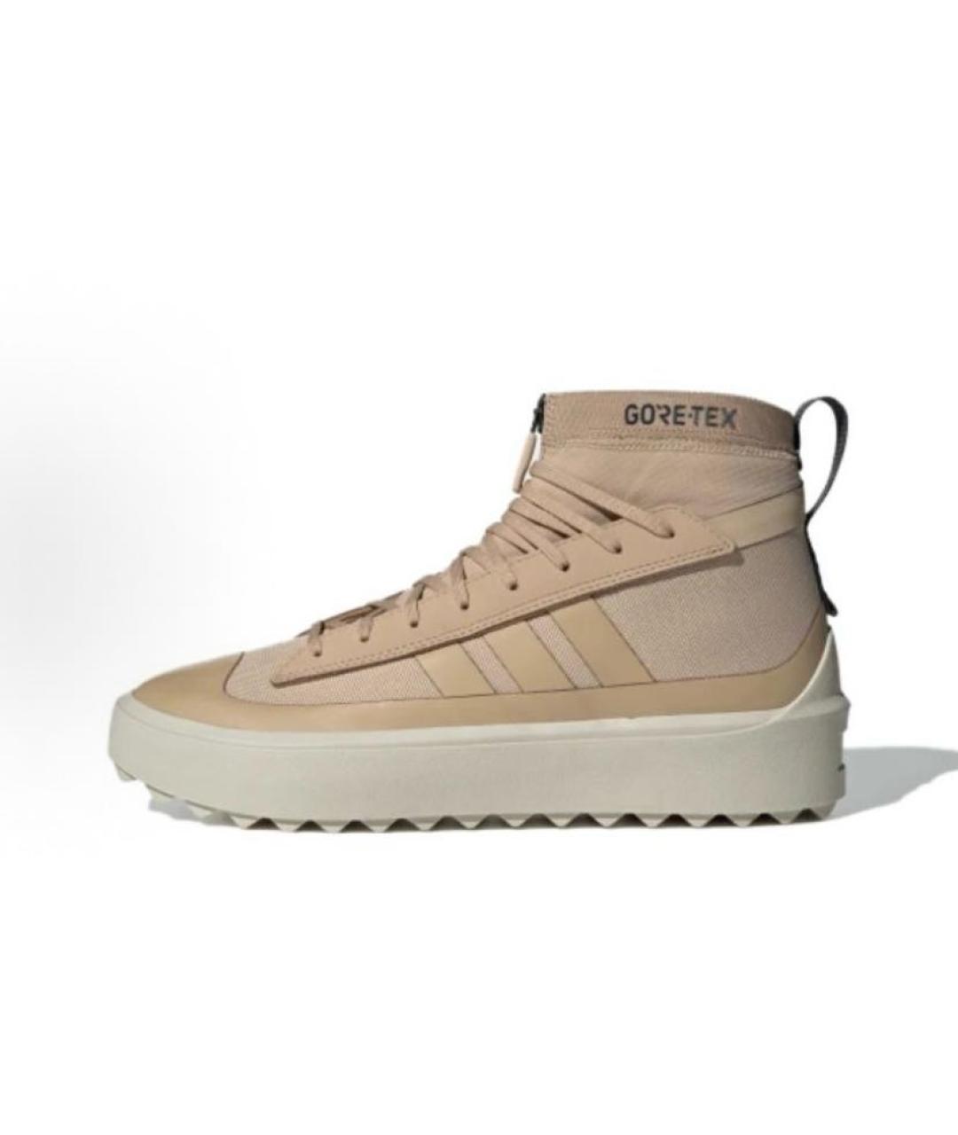 ADIDAS Бежевые кожаные высокие кроссовки / кеды, фото 3
