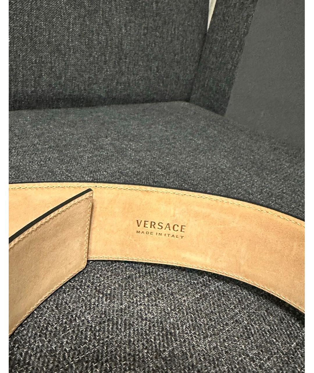 VERSACE Черный кожаный ремень, фото 4