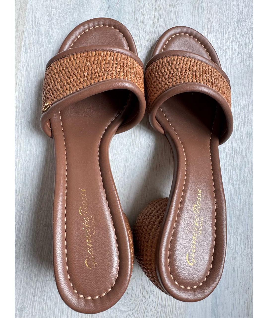 GIANVITO ROSSI Коричневые кожаные мюли, фото 3