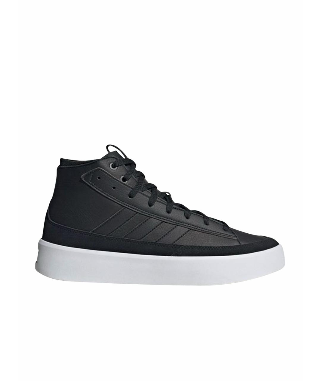 ADIDAS Черные кожаные высокие кроссовки / кеды, фото 1