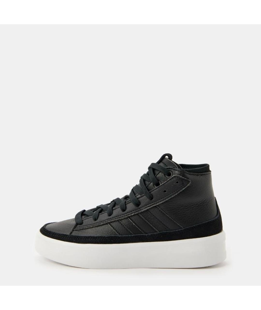 ADIDAS Черные кожаные высокие кроссовки / кеды, фото 2