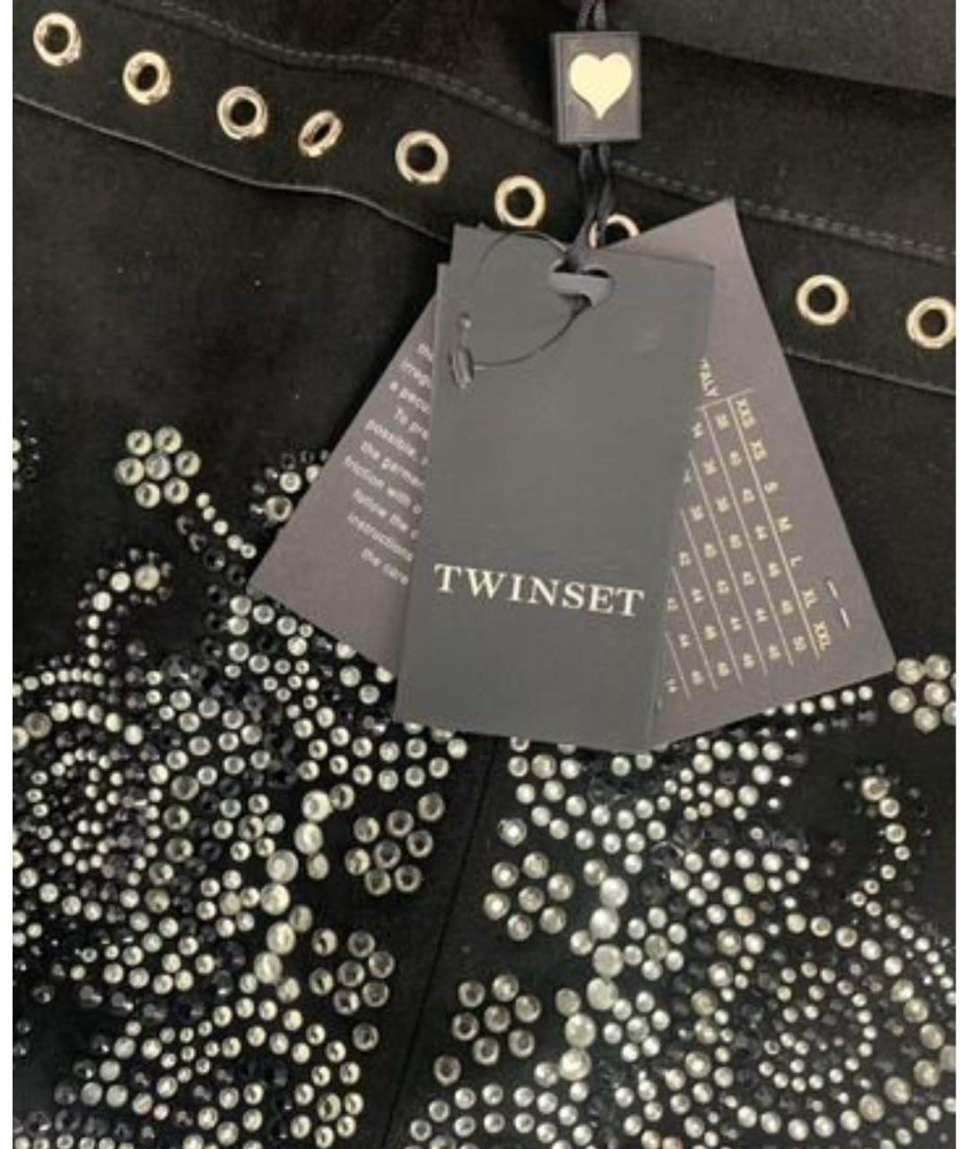 TWIN-SET Черная кожаная блузы, фото 3