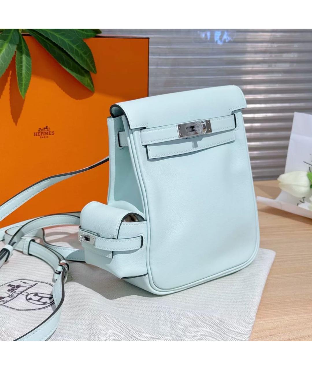 HERMES Голубая кожаная сумка через плечо, фото 4