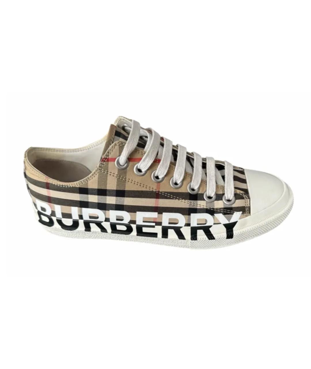 BURBERRY Бежевые текстильные кеды, фото 1