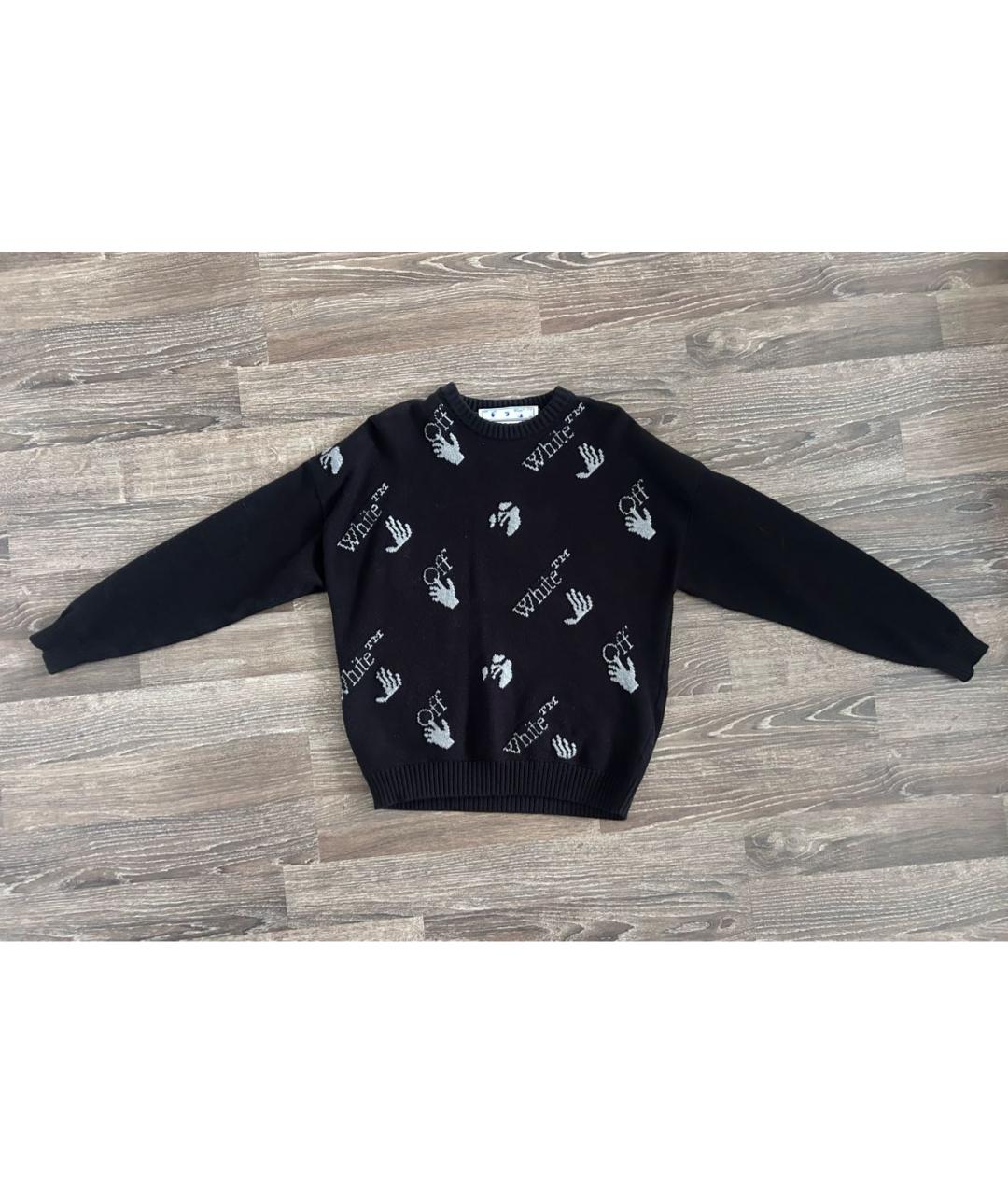 OFF-WHITE Черный хлопко-эластановый джемпер / свитер, фото 5