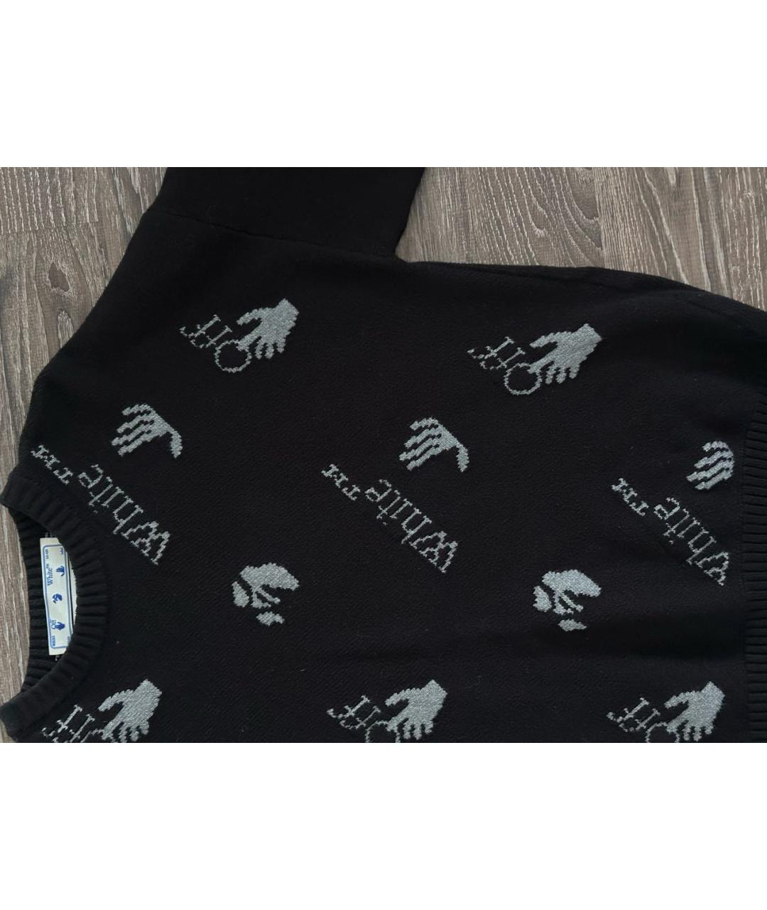 OFF-WHITE Черный хлопко-эластановый джемпер / свитер, фото 3