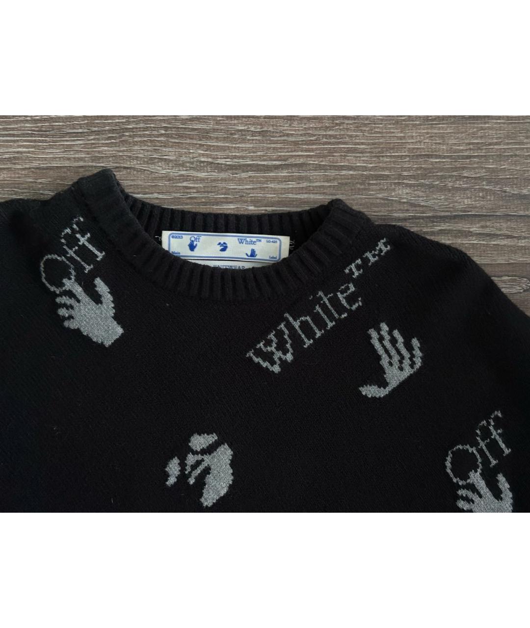 OFF-WHITE Черный хлопко-эластановый джемпер / свитер, фото 2