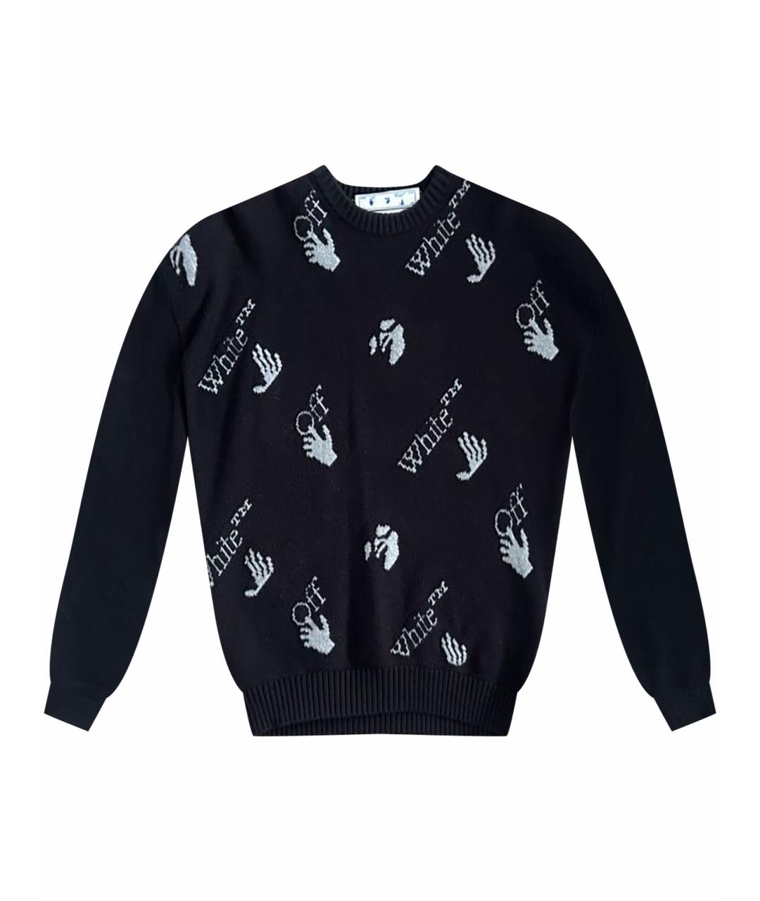 OFF-WHITE Черный хлопко-эластановый джемпер / свитер, фото 1