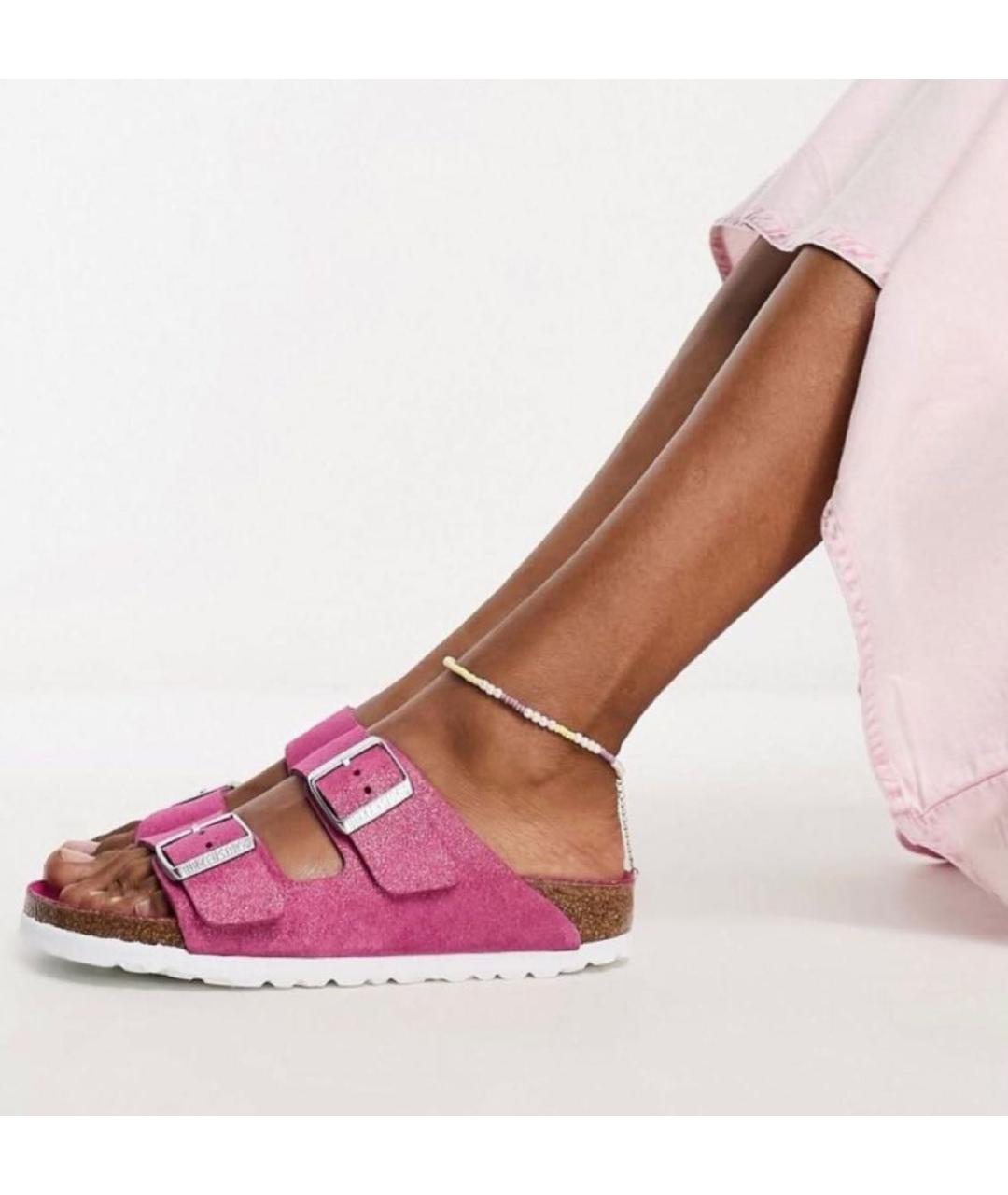 BIRKENSTOCK Фуксия замшевые шлепанцы, фото 2