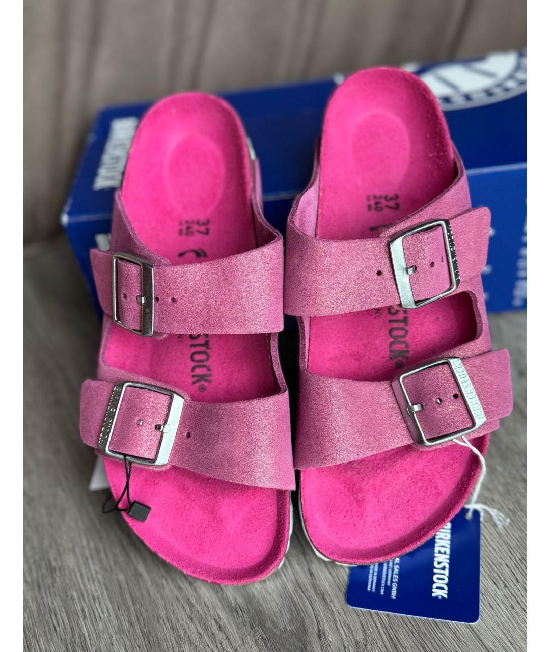 BIRKENSTOCK Фуксия замшевые шлепанцы, фото 3