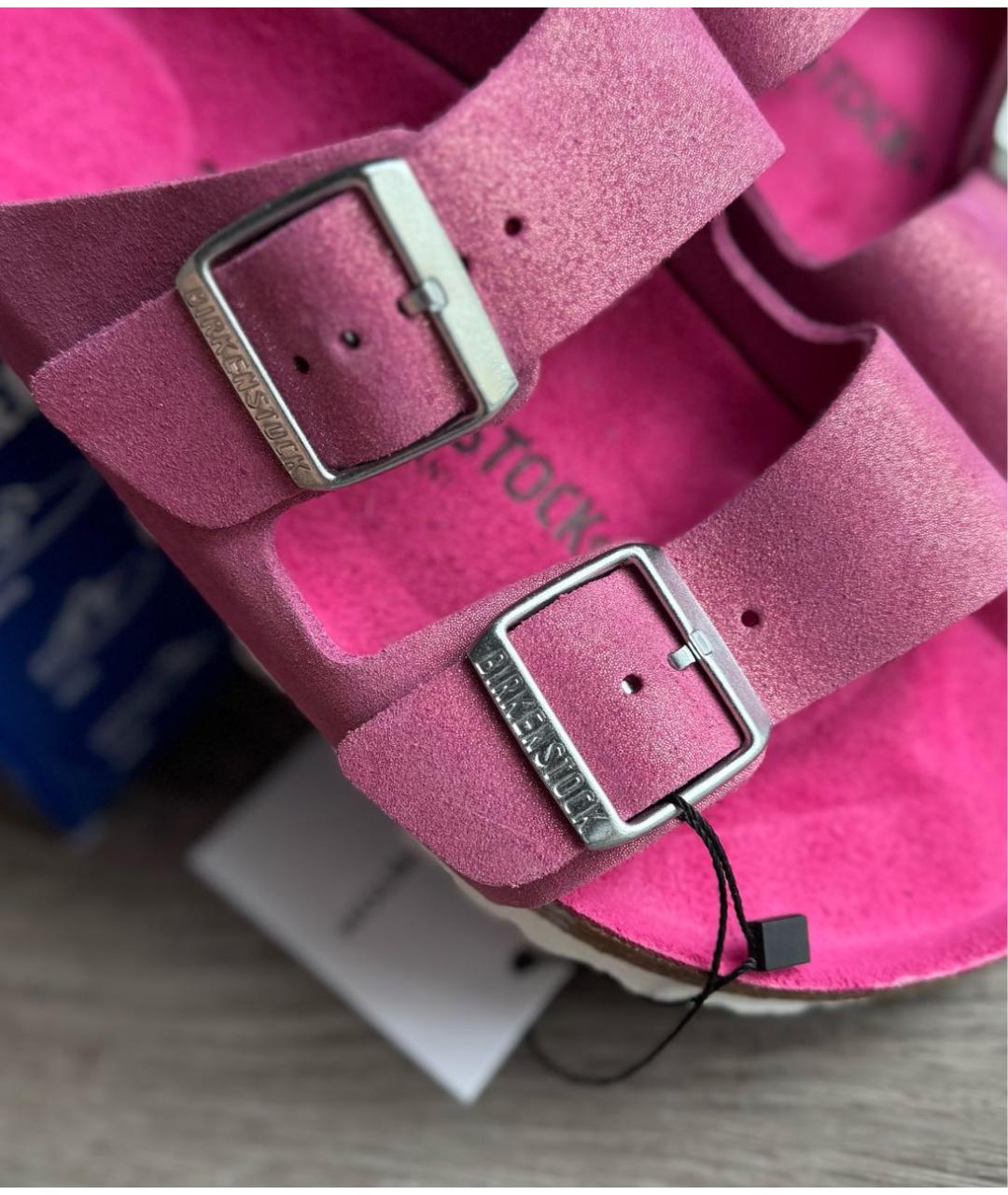 BIRKENSTOCK Фуксия замшевые шлепанцы, фото 4