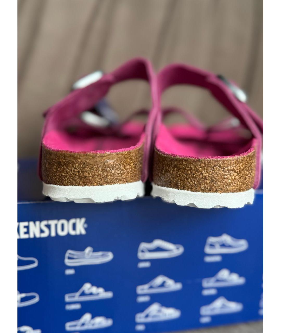 BIRKENSTOCK Фуксия замшевые шлепанцы, фото 5