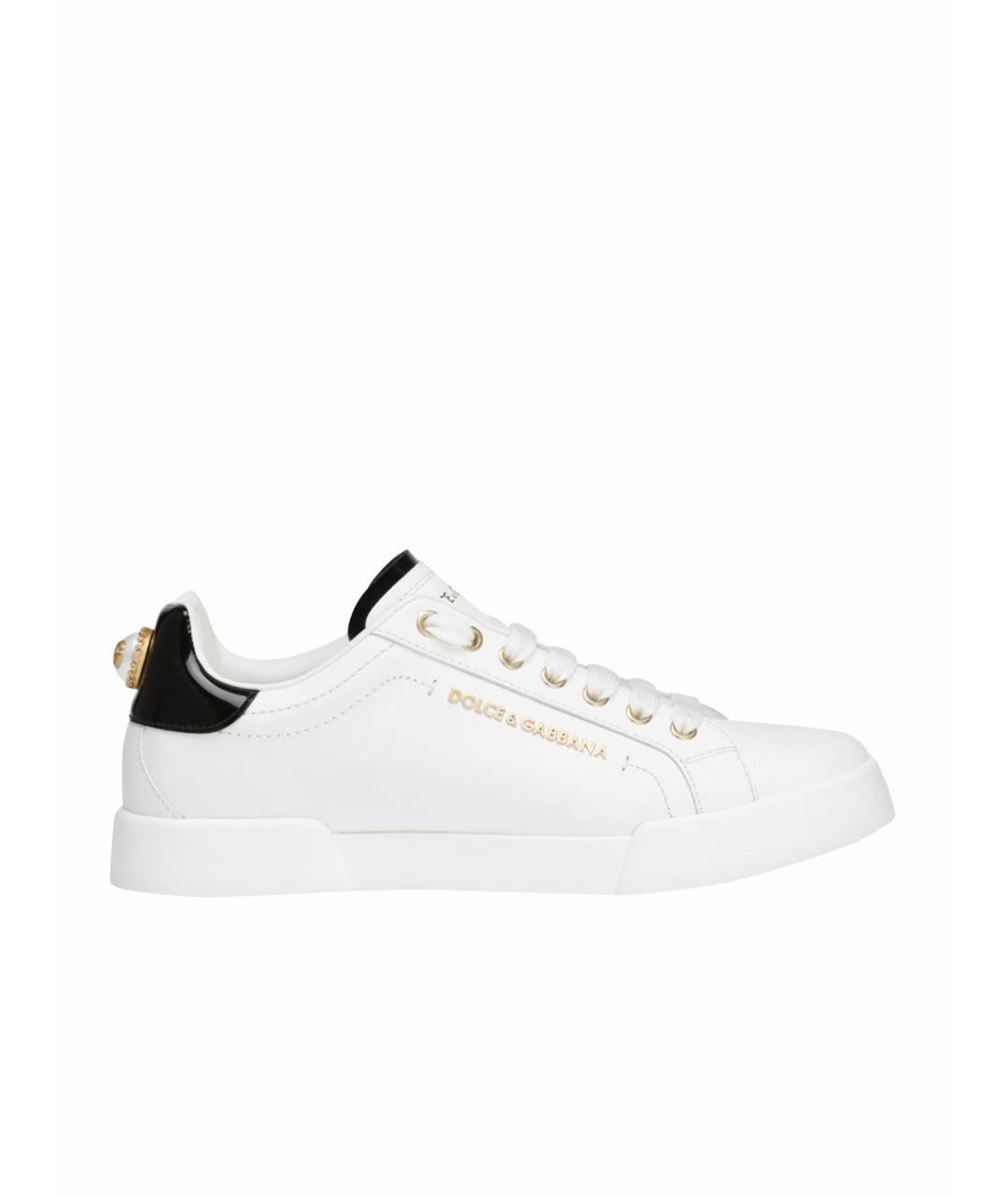 DOLCE&GABBANA Белые кожаные кеды, фото 1
