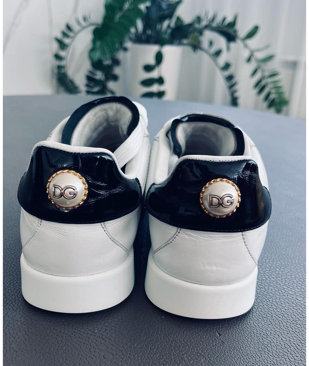 DOLCE&GABBANA Белые кожаные кеды, фото 5