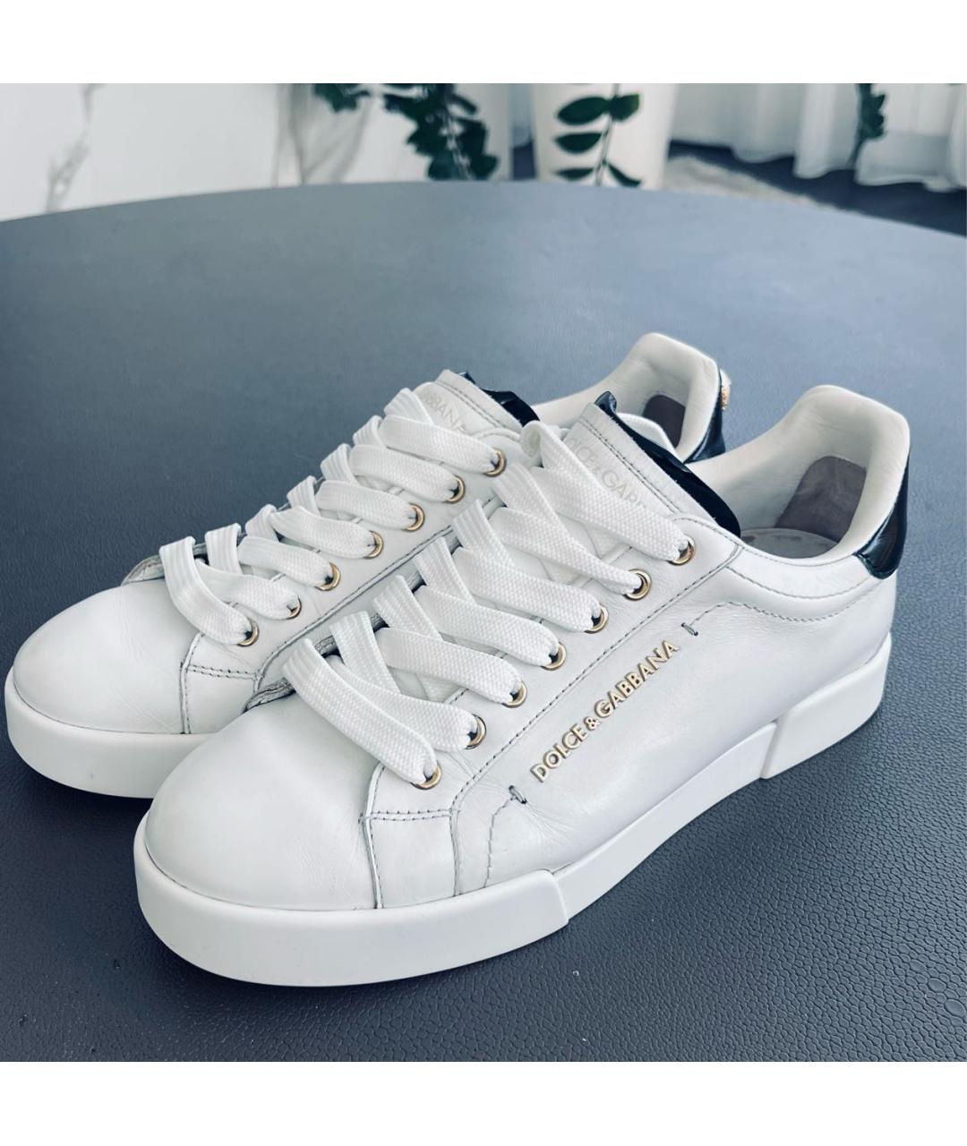 DOLCE&GABBANA Белые кожаные кеды, фото 2