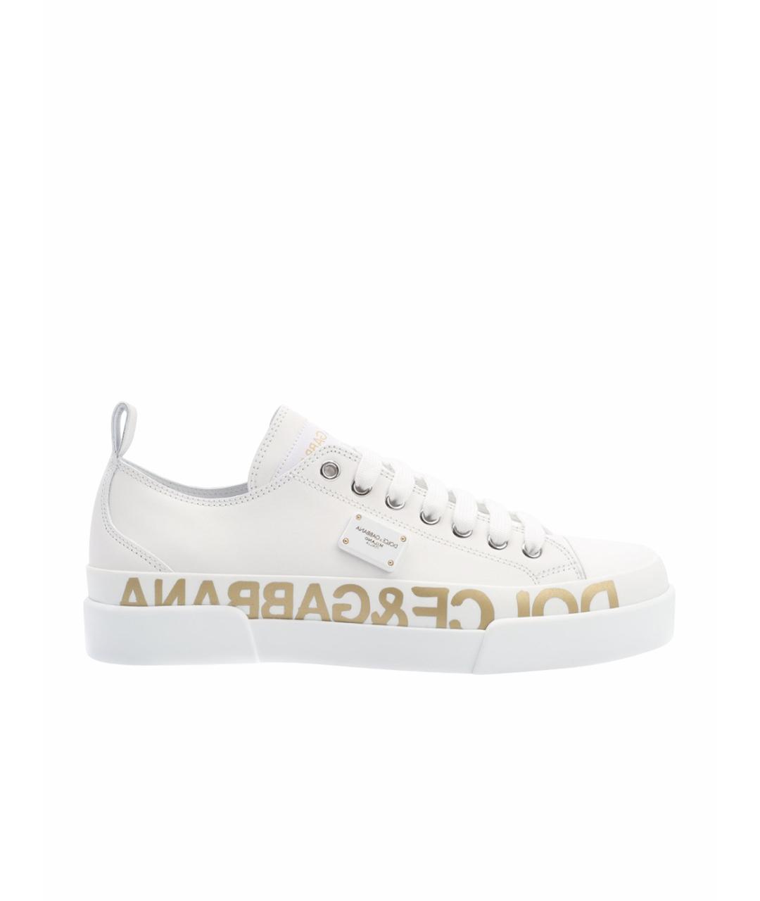 DOLCE&GABBANA Белые кожаные кеды, фото 1