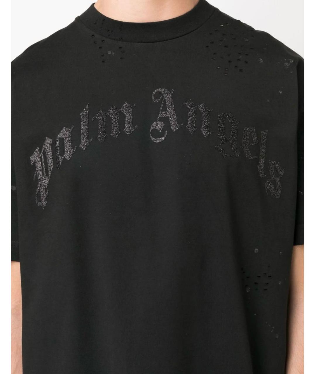 PALM ANGELS Черная хлопковая футболка, фото 2