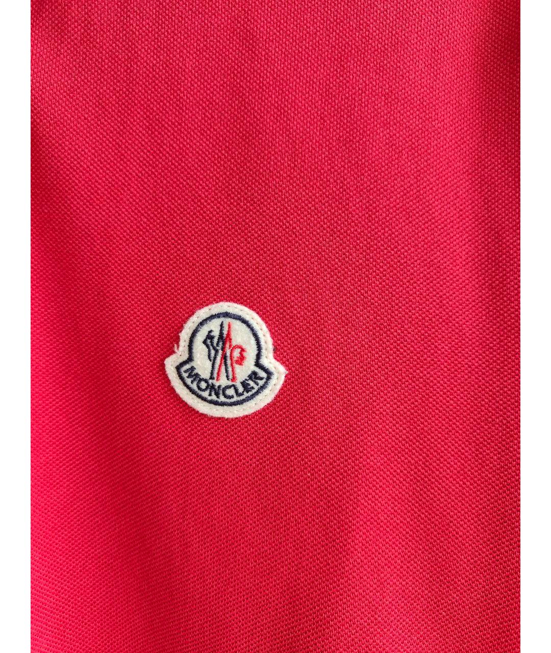 MONCLER Красное хлопковое поло с коротким рукавом, фото 8