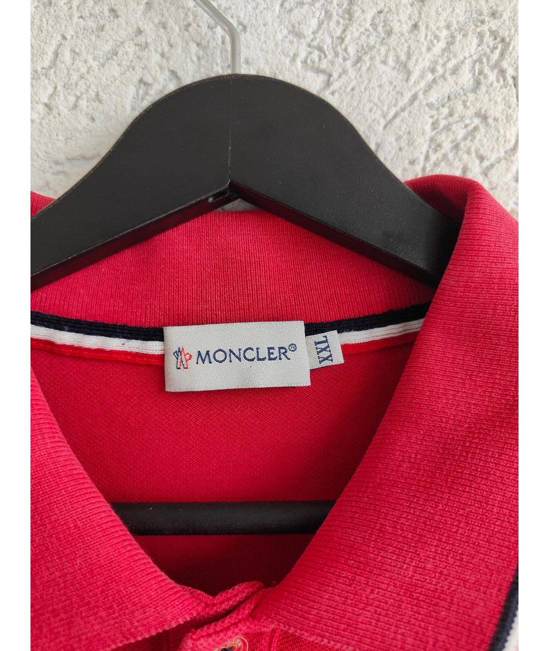 MONCLER Красное хлопковое поло с коротким рукавом, фото 5