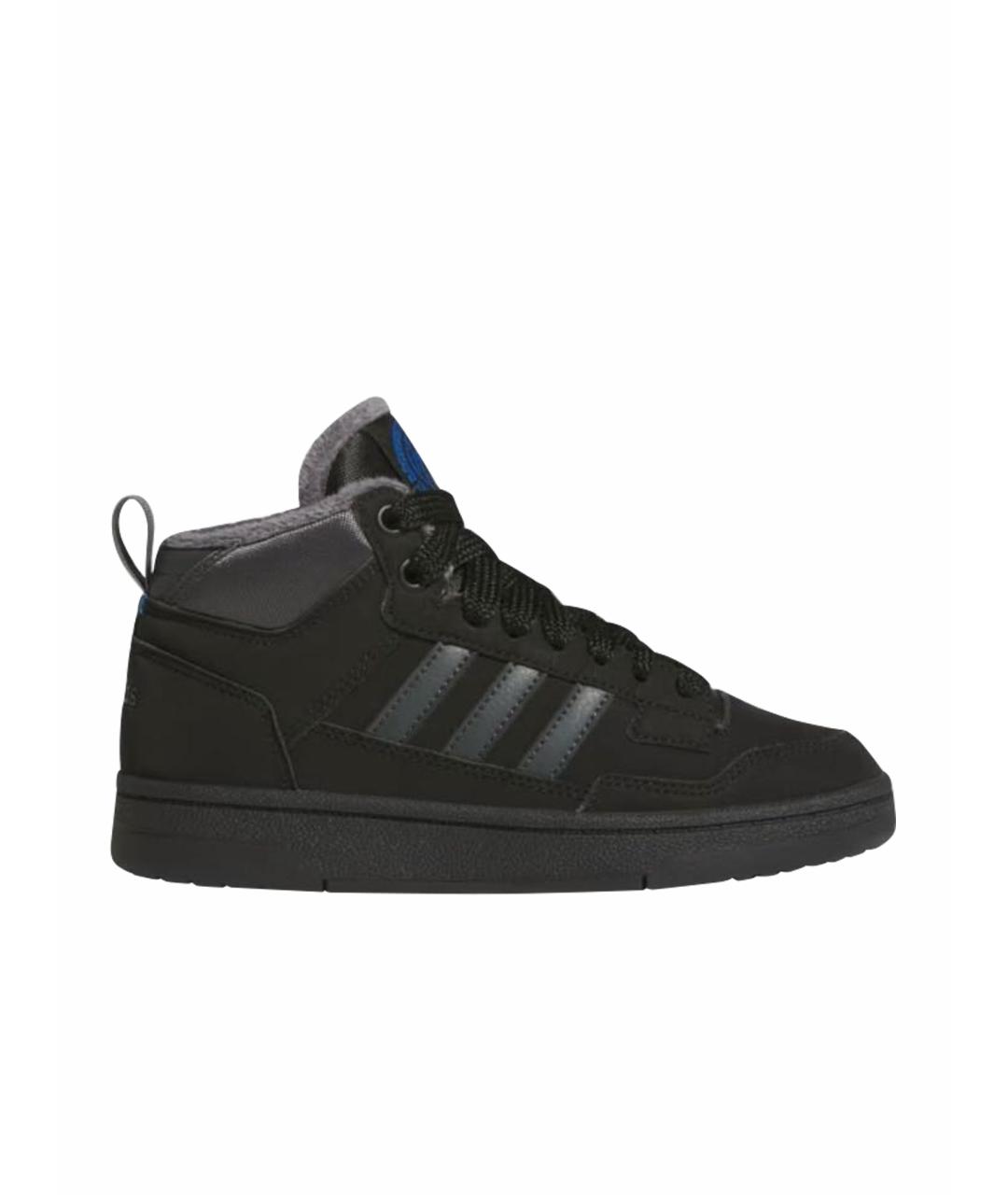 ADIDAS Черные кожаные высокие кроссовки / кеды, фото 1