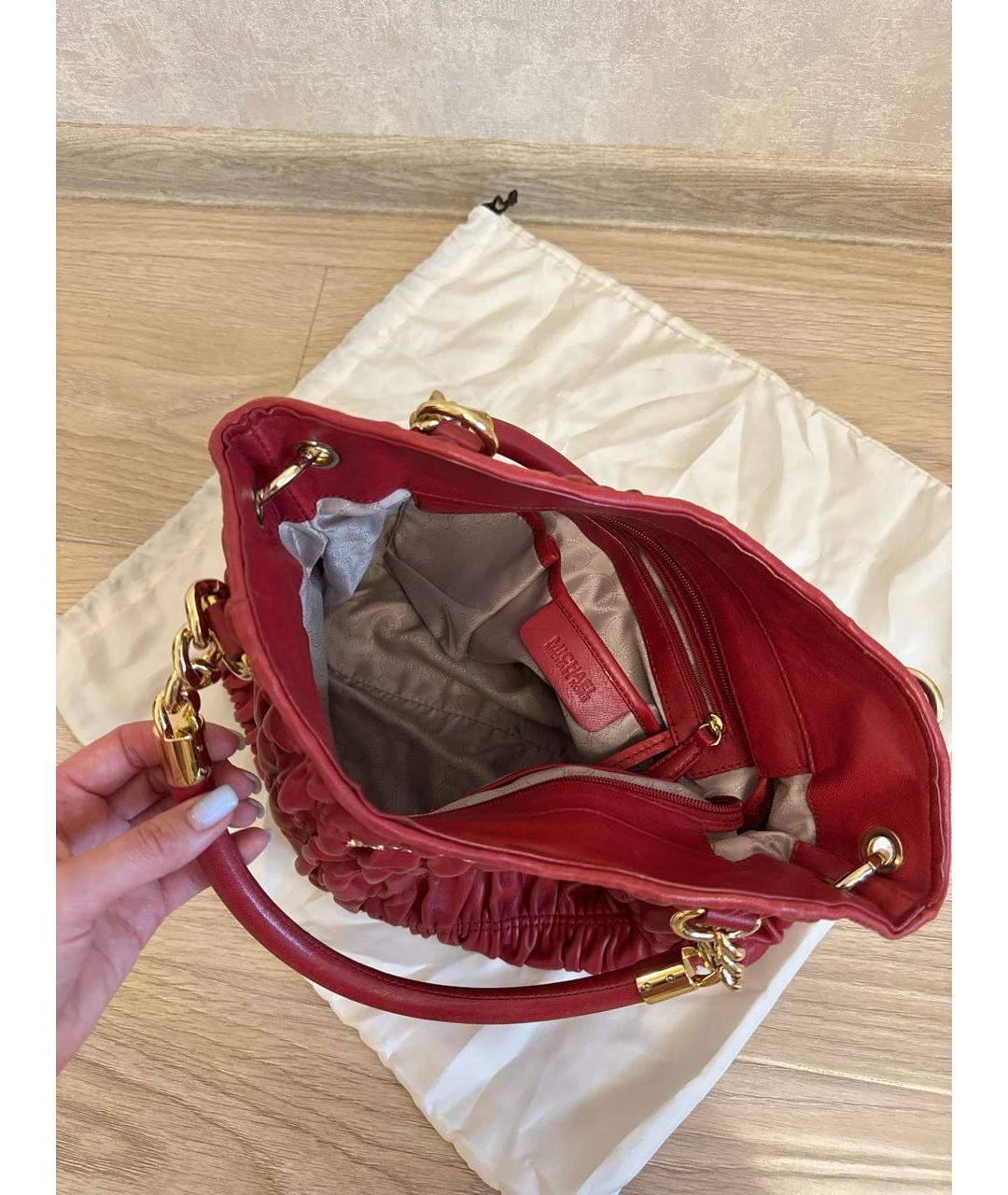 MICHAEL KORS Бордовая кожаная сумка тоут, фото 4