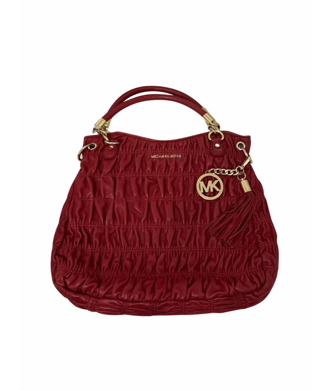 MICHAEL KORS Бордовая кожаная сумка тоут, фото 1