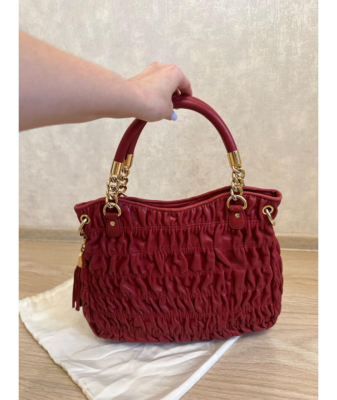 MICHAEL KORS Бордовая кожаная сумка тоут, фото 3